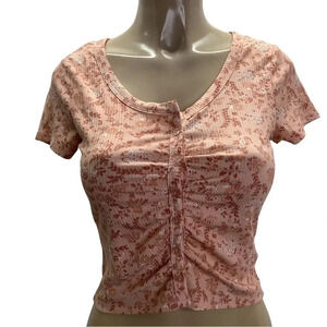 Pink Rose Size Medium Crop Button Front Top. New With Tags